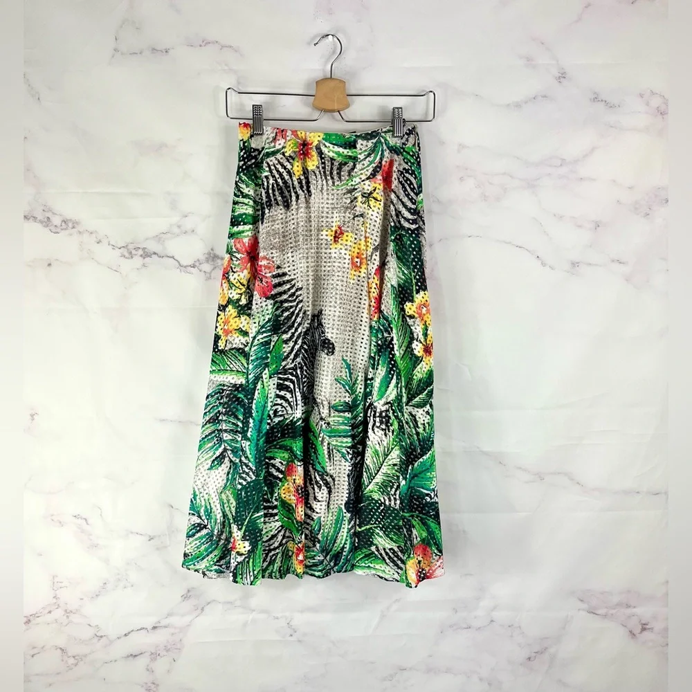 NEW YORK & CO Tropical Mesh Midi Skirt